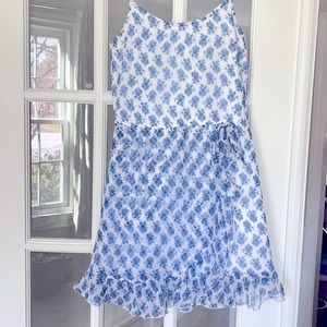 Abercrombie kids. 9/10. Blue and white dress. Good used.